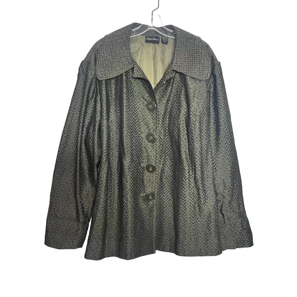 Maggie Barnes Vintage Jacket Womens Size 3X Green Geometric Lined Retro Loosefit